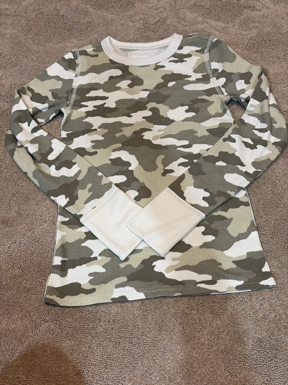 Aerie Camo Waffle-Knit Long-Sleeve Top M